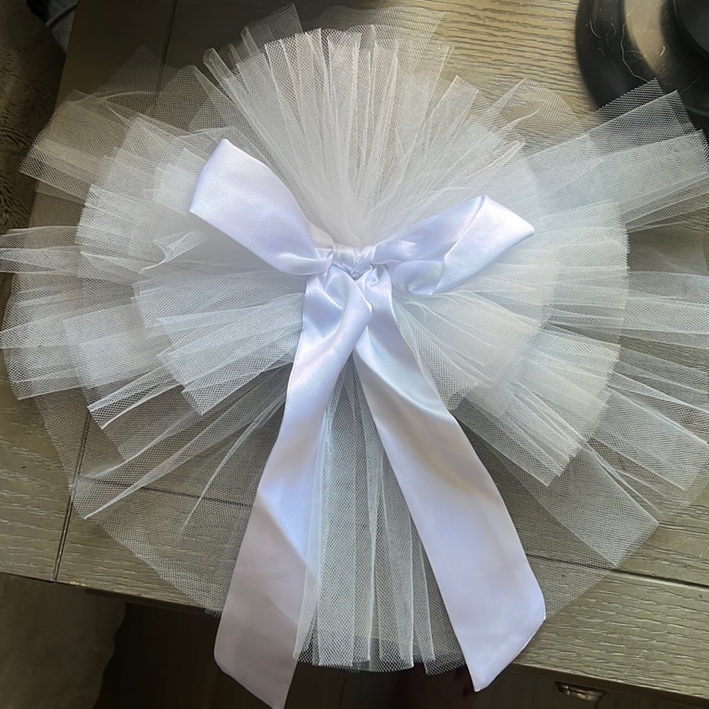 White tulle fluff for attachment to bikini bottoms/ butt
